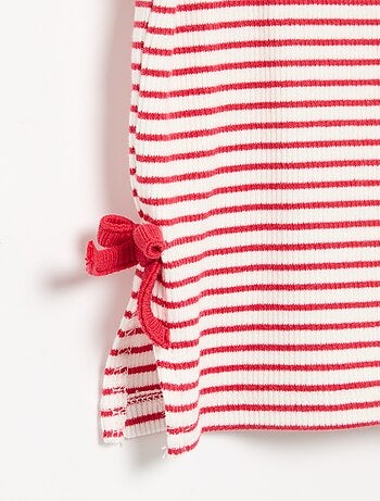 Gestreept T-shirt met korte mouwen en strikjes