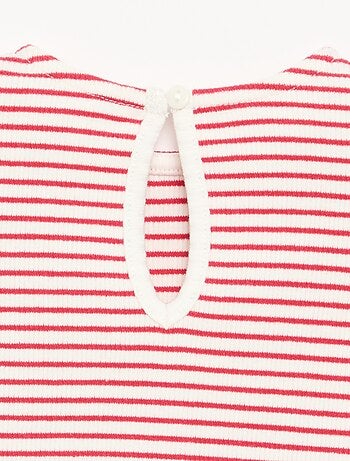 Gestreept T-shirt met korte mouwen en strikjes
