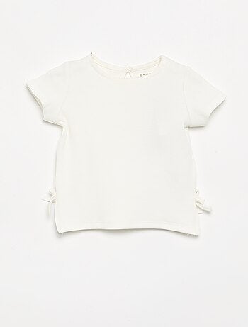Gestreept T-shirt met korte mouwen en strikjes