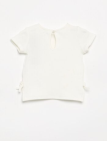 Gestreept T-shirt met korte mouwen en strikjes