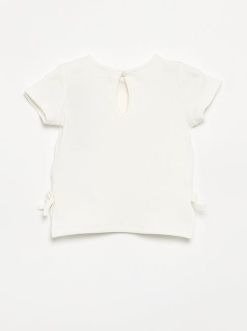Gestreept T-shirt met korte mouwen en strikjes - Kiabi