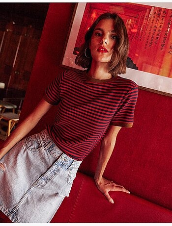 Gestreept t-shirt met korte mouwen, mo fashion