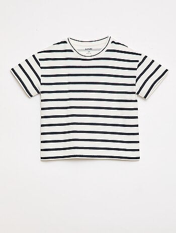 Gestreept T-shirt met korte mouwen van katoen