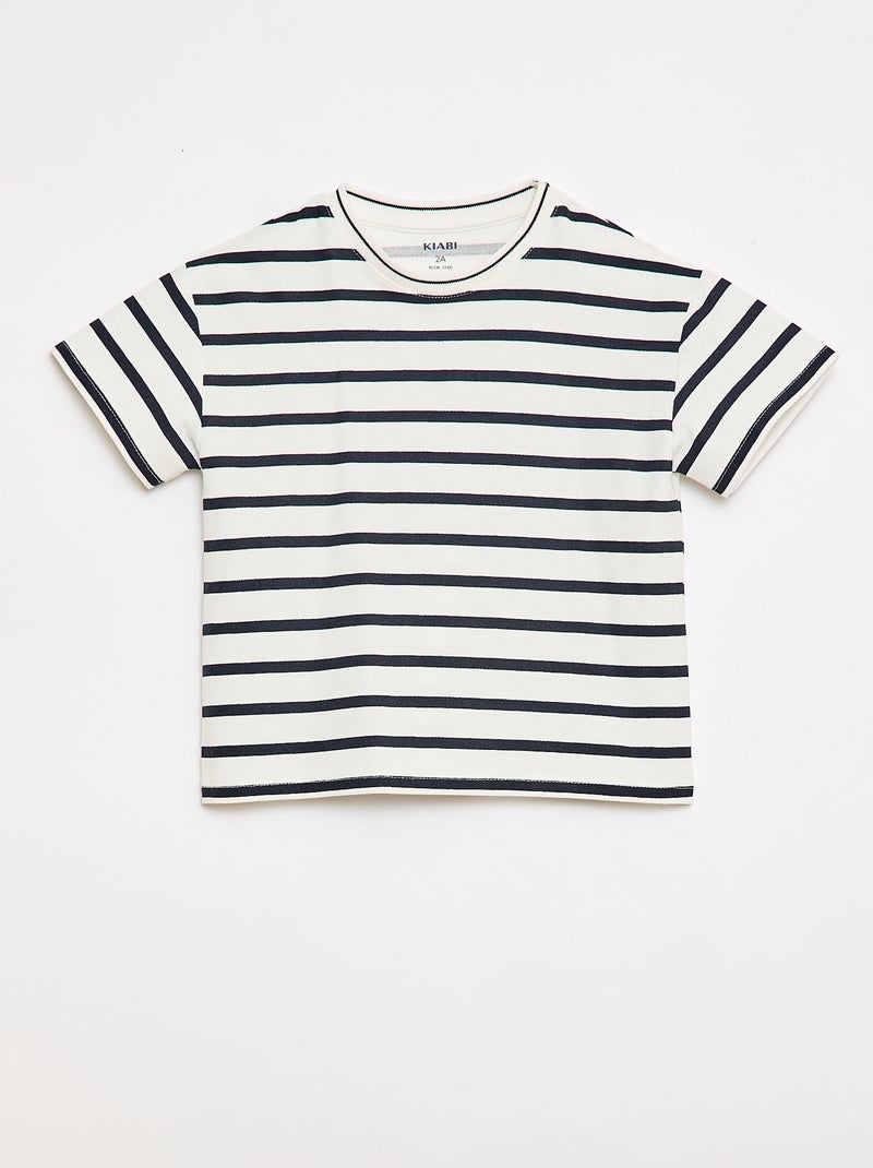 Gestreept T-shirt met korte mouwen van katoen Wit - Kiabi