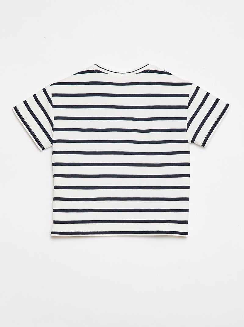Gestreept T-shirt met korte mouwen van katoen Wit - Kiabi