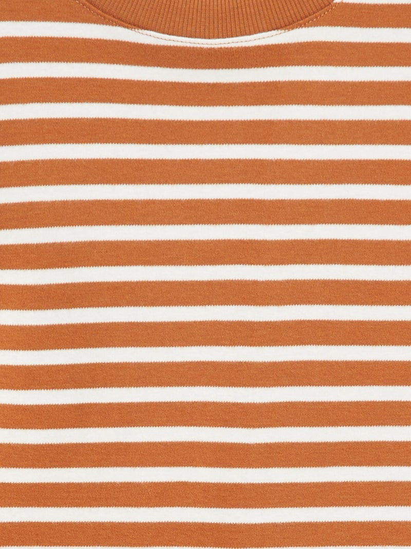 Gestreept T-shirt met lange mouw Biege - Kiabi