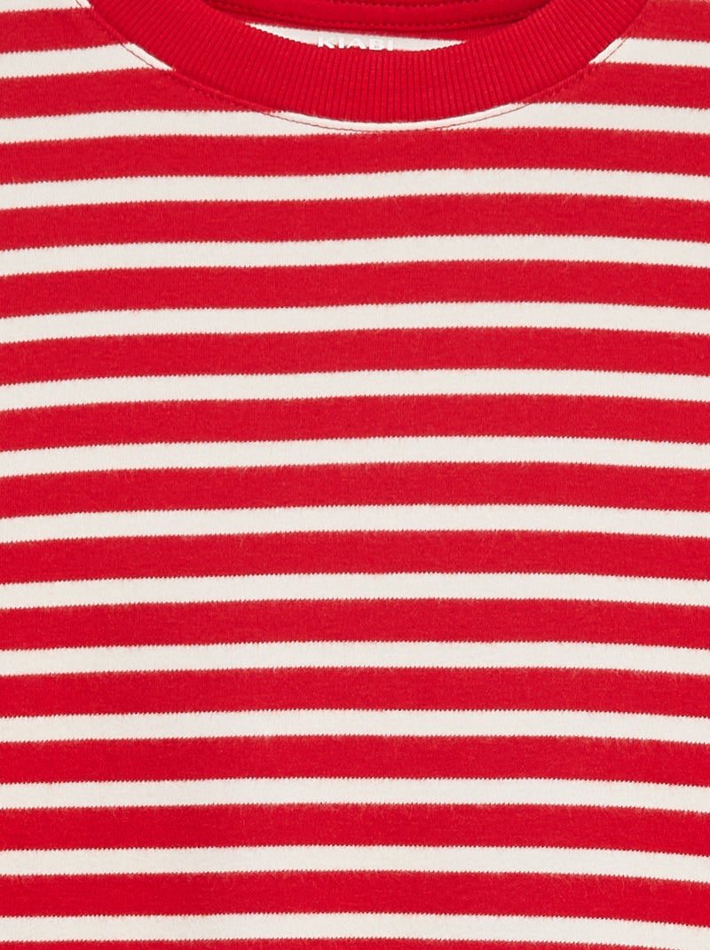 Gestreept T-shirt met lange mouw Rood - Kiabi