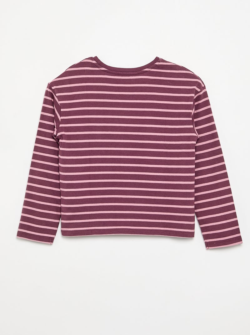 Gestreept T-shirt met lange mouwen Bordeaux - Kiabi