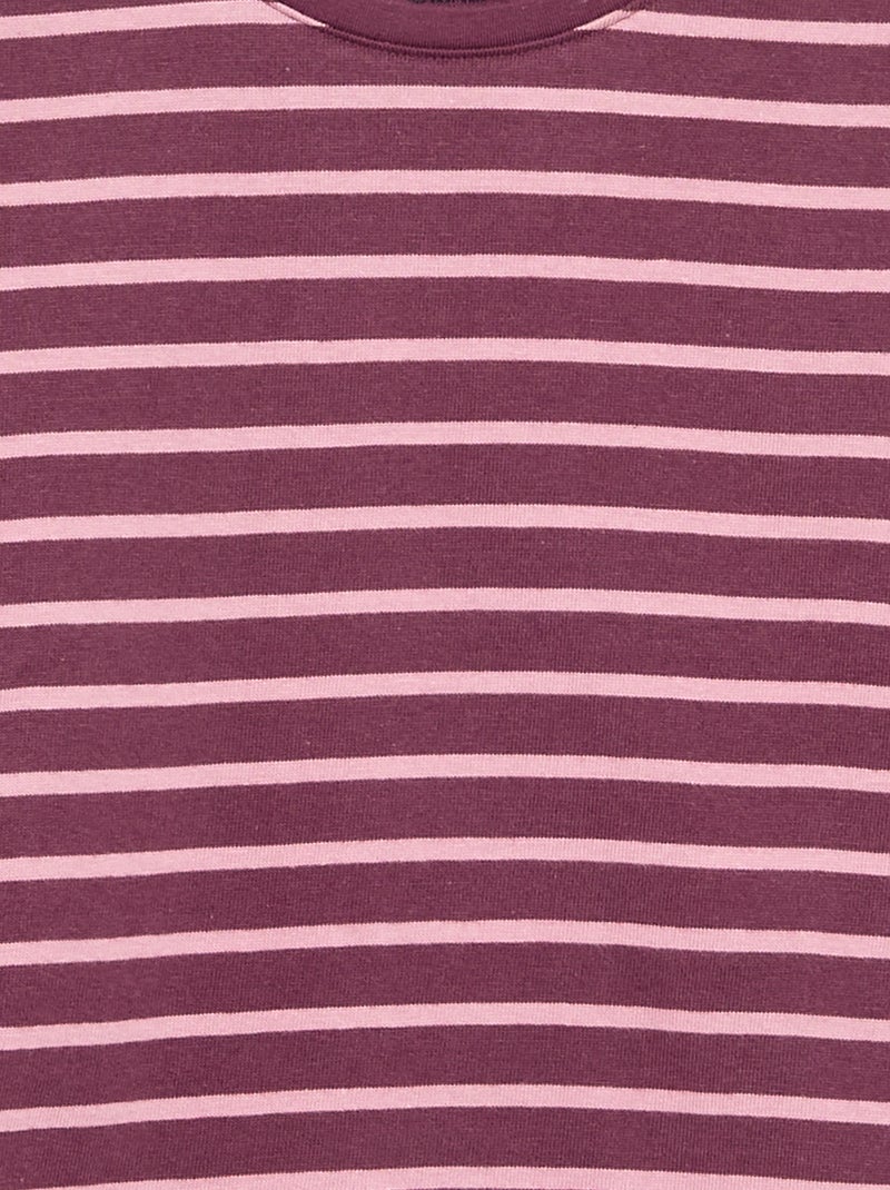 Gestreept T-shirt met lange mouwen Bordeaux - Kiabi