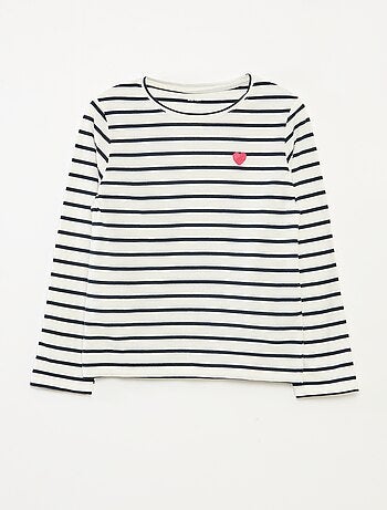 Gestreept T-shirt met lange mouwen en ronde hals