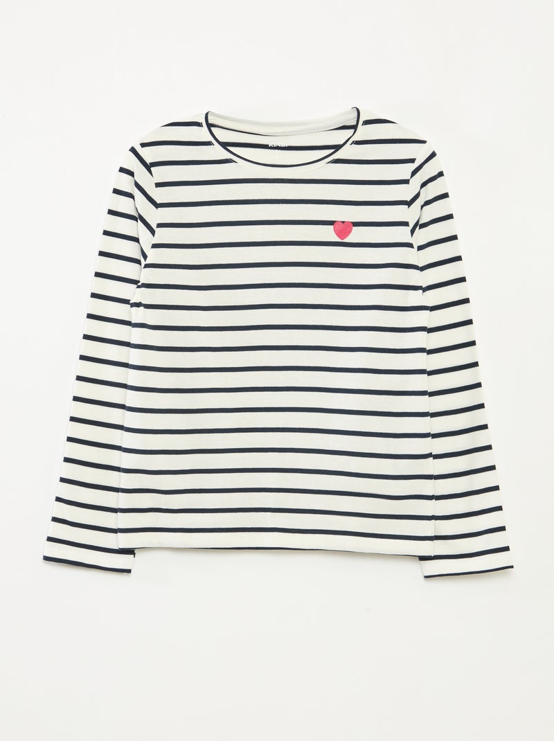 Gestreept T-shirt met lange mouwen en ronde hals Blauw - Kiabi