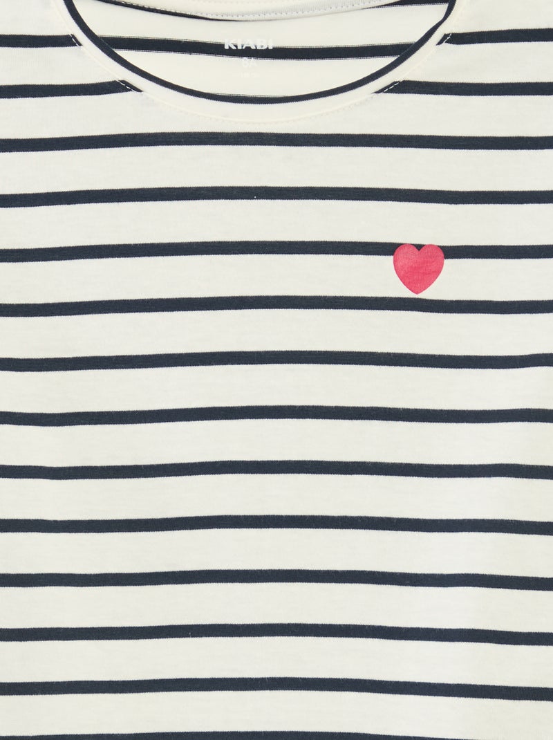 Gestreept T-shirt met lange mouwen en ronde hals Blauw - Kiabi