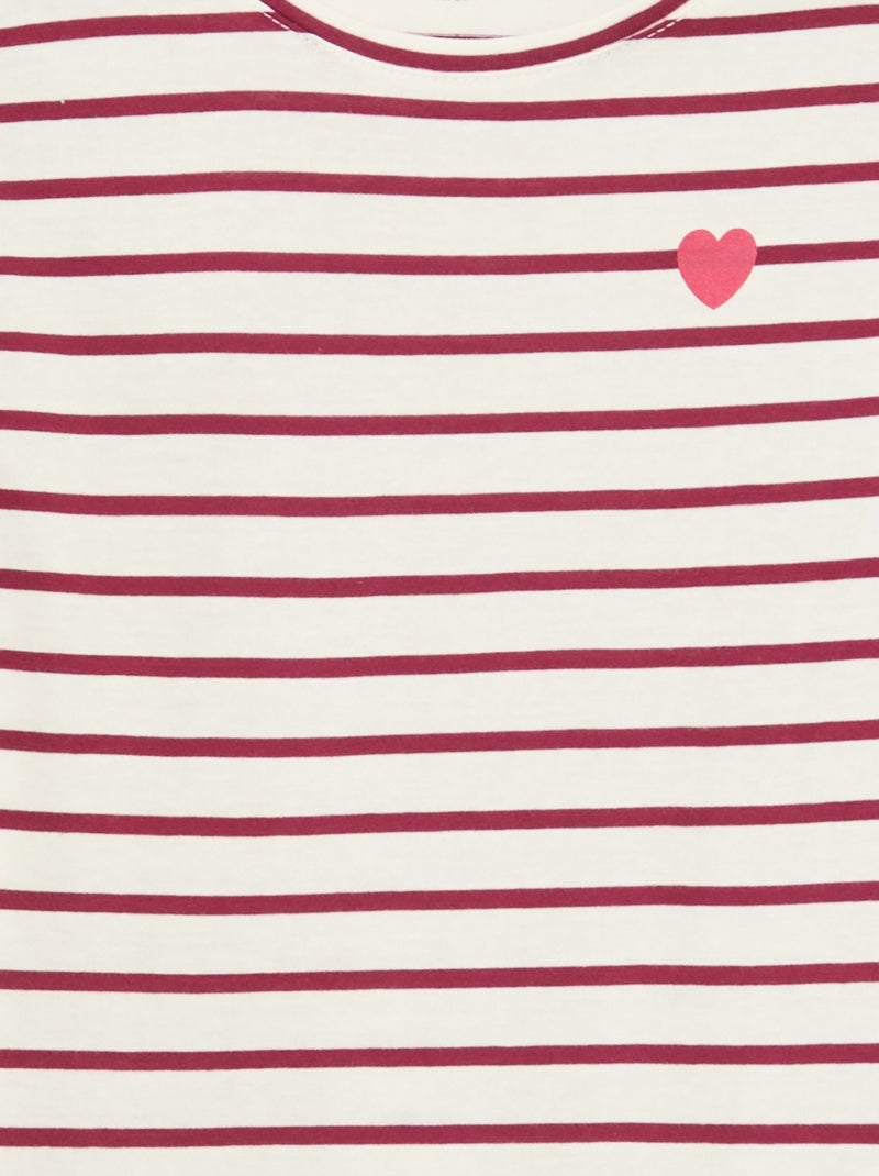 Gestreept T-shirt met lange mouwen en ronde hals Rood - Kiabi