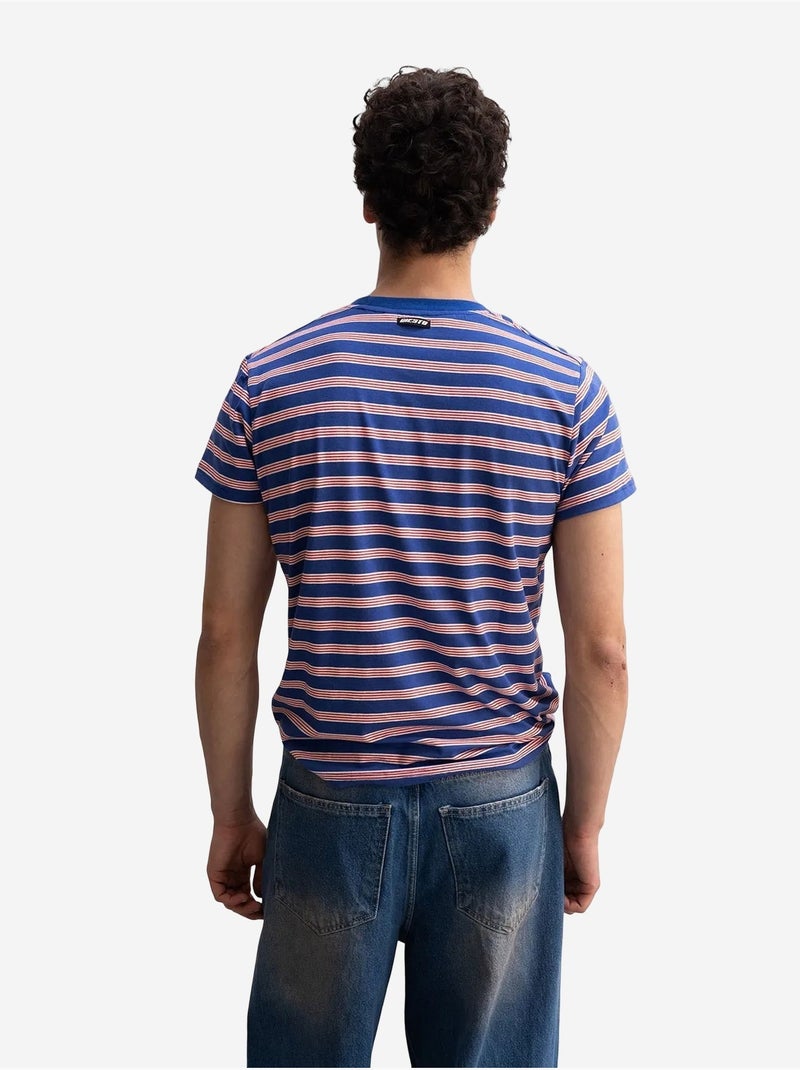 Gestreept t-shirt met ronde hals giesto Electrisch blauw - Kiabi