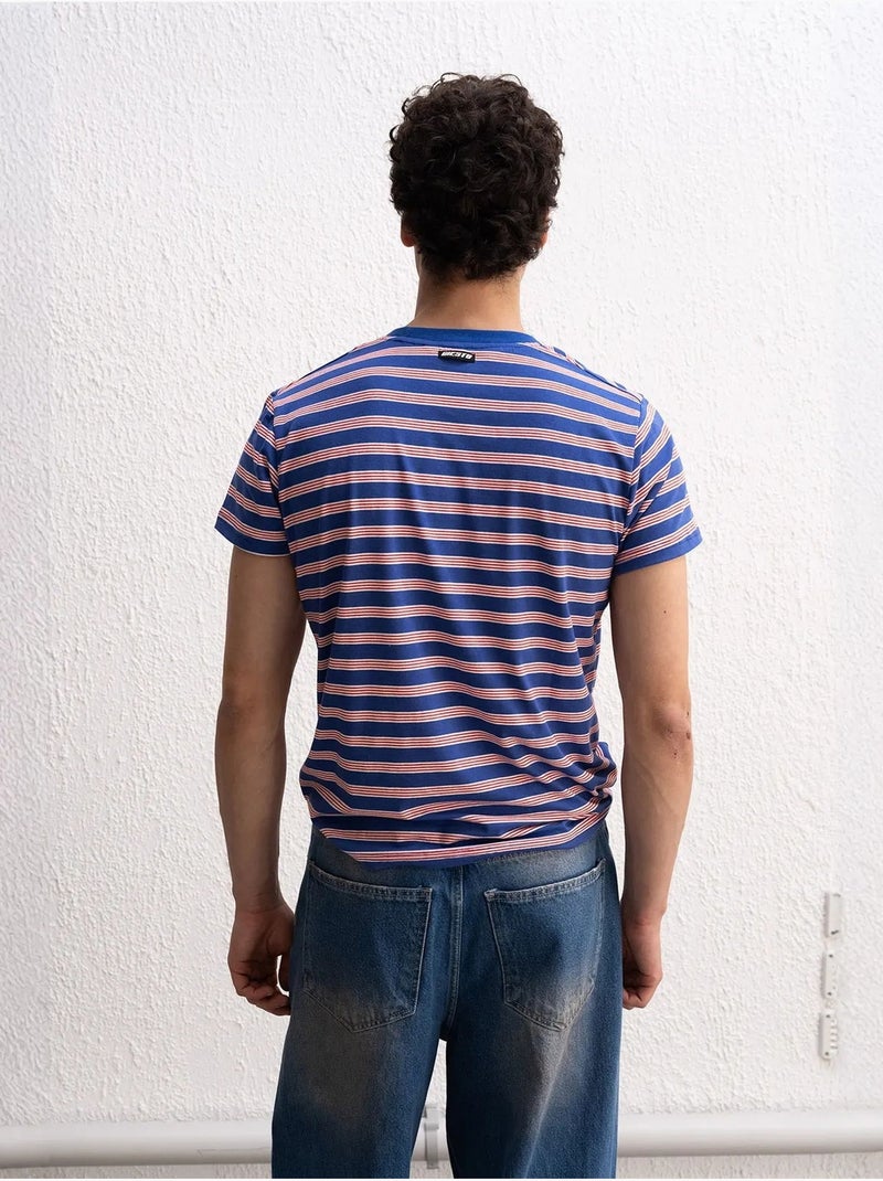 Gestreept t-shirt met ronde hals giesto Electrisch blauw - Kiabi