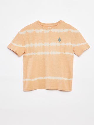 Gestreept T-shirt met tie-dyeprint