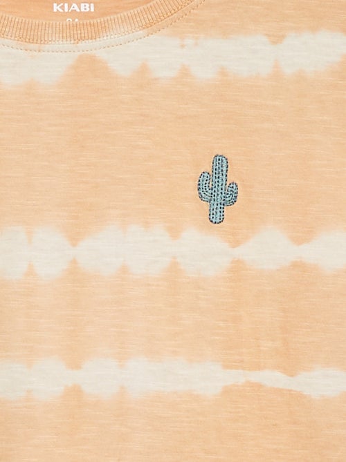 Gestreept T-shirt met tie-dyeprint - Kiabi