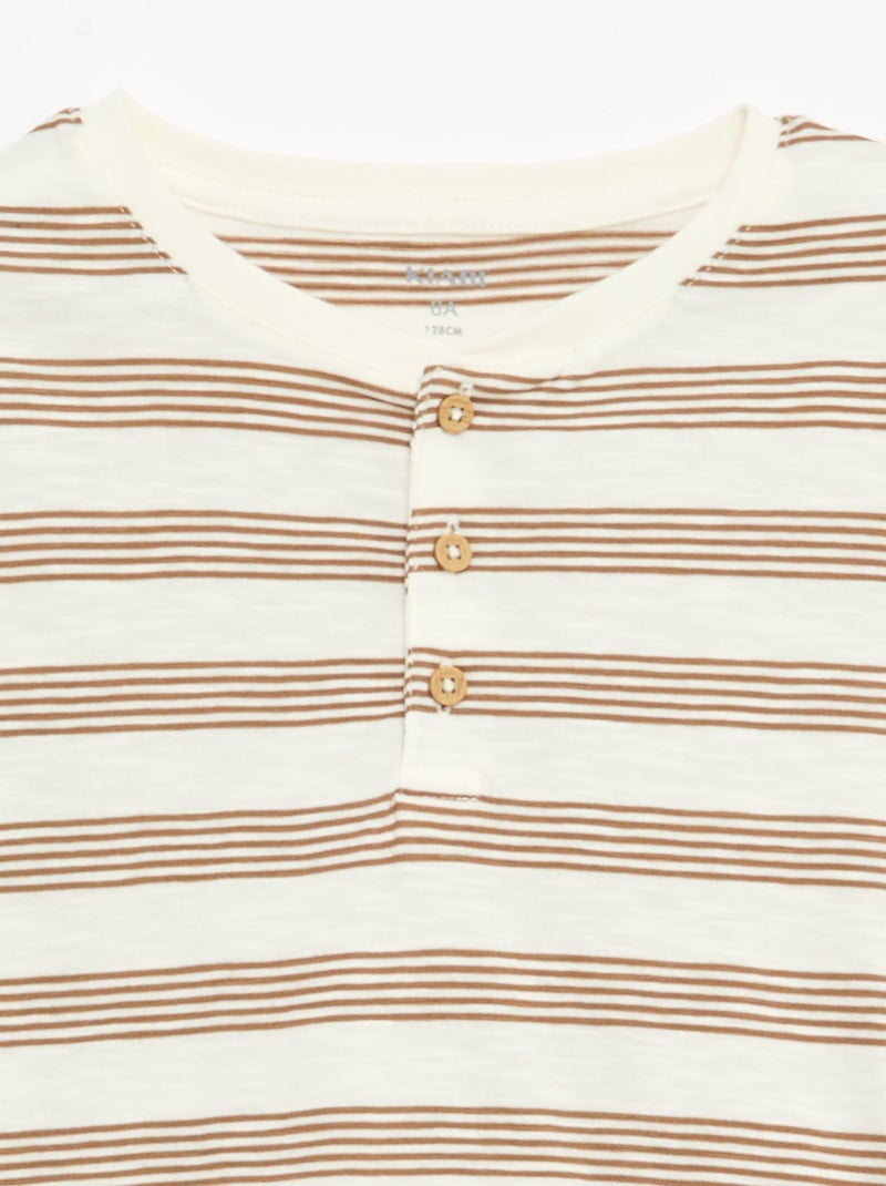 Gestreept T-shirt met tuniekkraag Biege - Kiabi