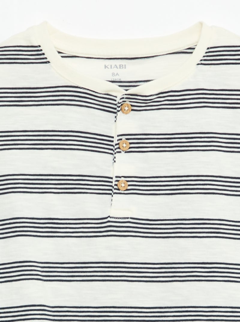 Gestreept T-shirt met tuniekkraag Biege - Kiabi