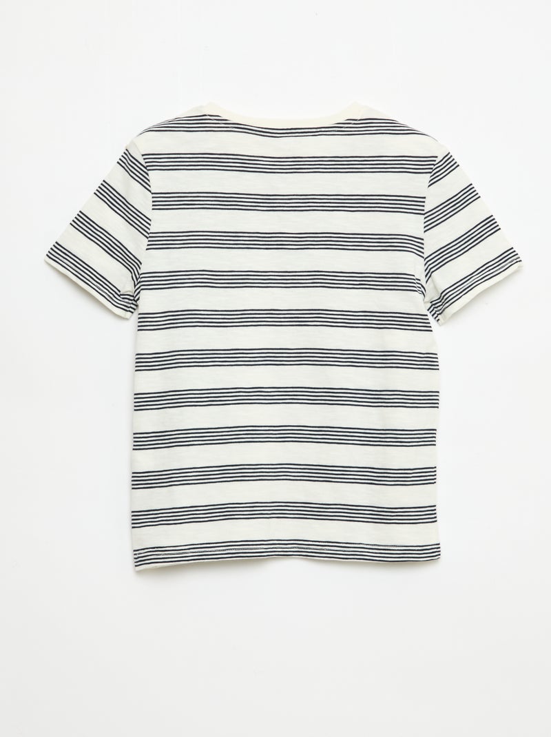 Gestreept T-shirt met tuniekkraag Biege - Kiabi