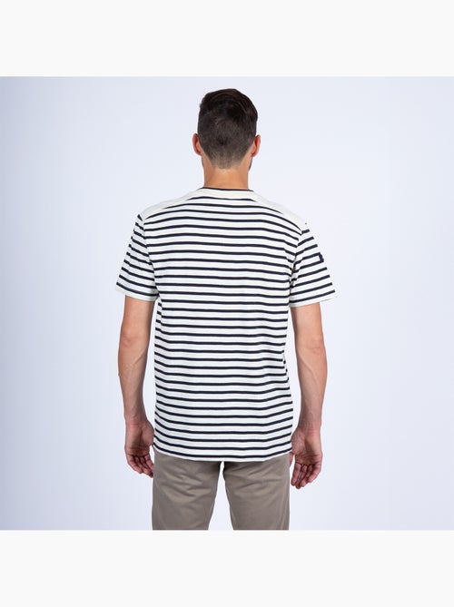Gestreept T-shirt met V-hals voor heren 'Breizh Océan', lichtgewicht katoenen T-shirt - Kiabi Gestreept T-shirt met V-hals voor heren 'Breizh Océan', lichtgewicht katoenen T-shirt - Kiabi