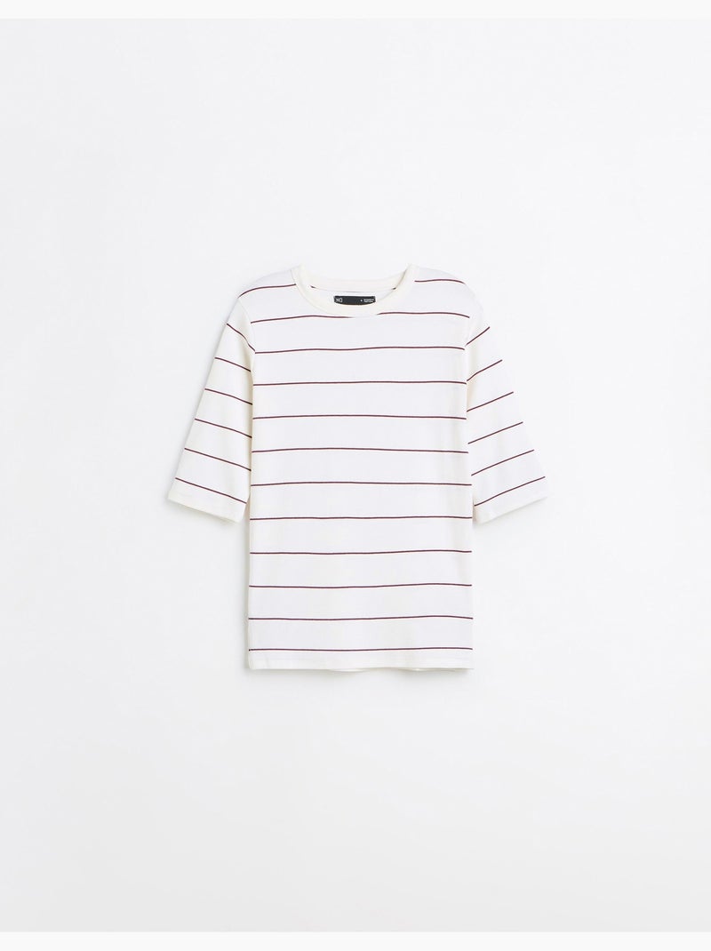 Gestreept t-shirt, mo fashion Beige - Kiabi
