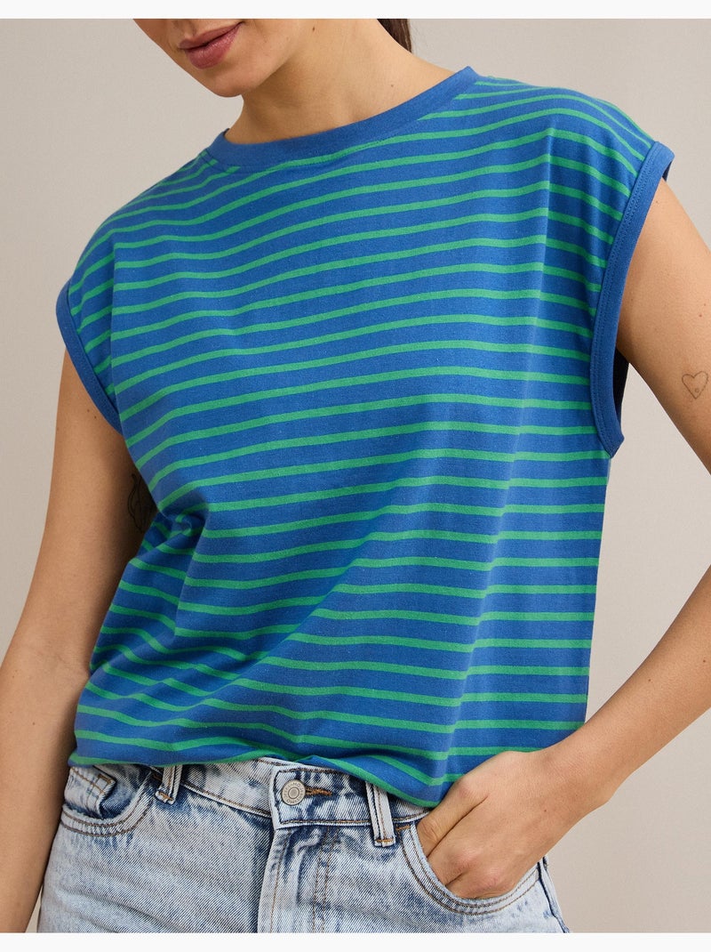 Gestreept T-shirt, MO Fashion Blauw - Kiabi