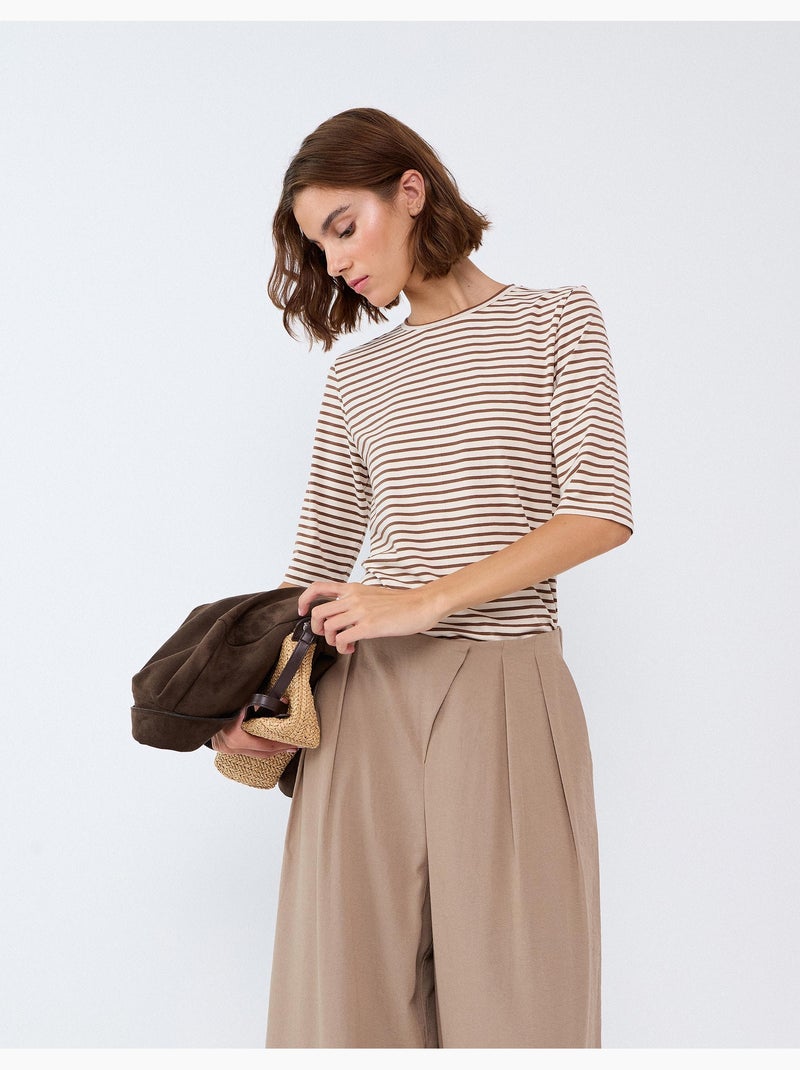 Gestreept t-shirt, mo fashion Bruin - Kiabi