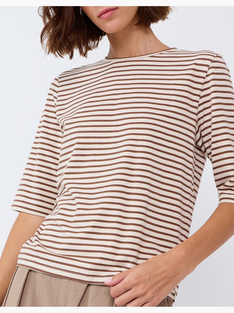 Gestreept t-shirt, mo fashion Bruin - Kiabi