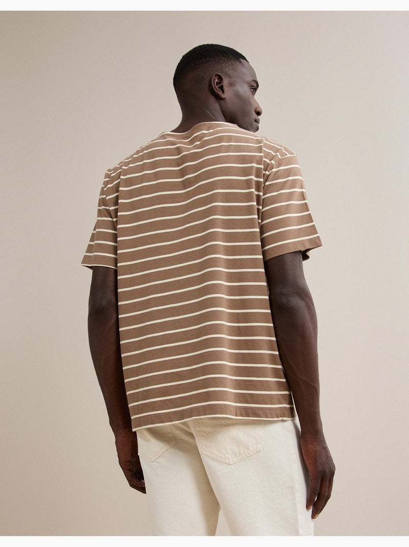 Gestreept t-shirt, mo fashion Bruin - Kiabi
