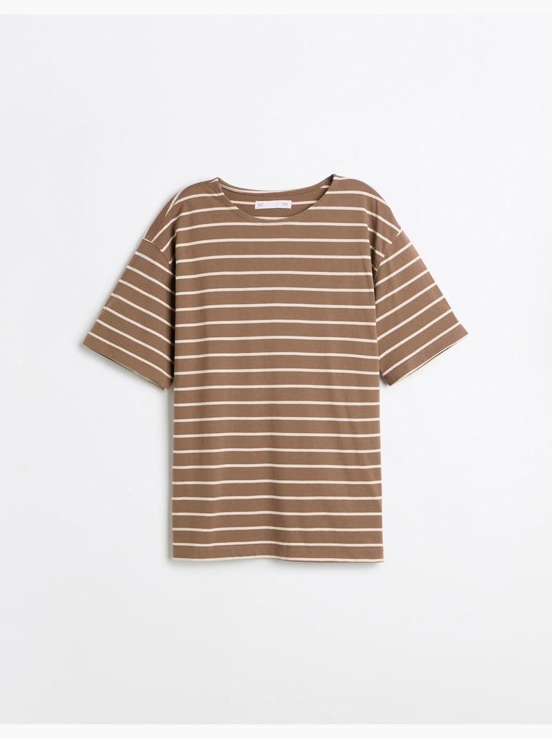Gestreept t-shirt, mo fashion Bruin - Kiabi