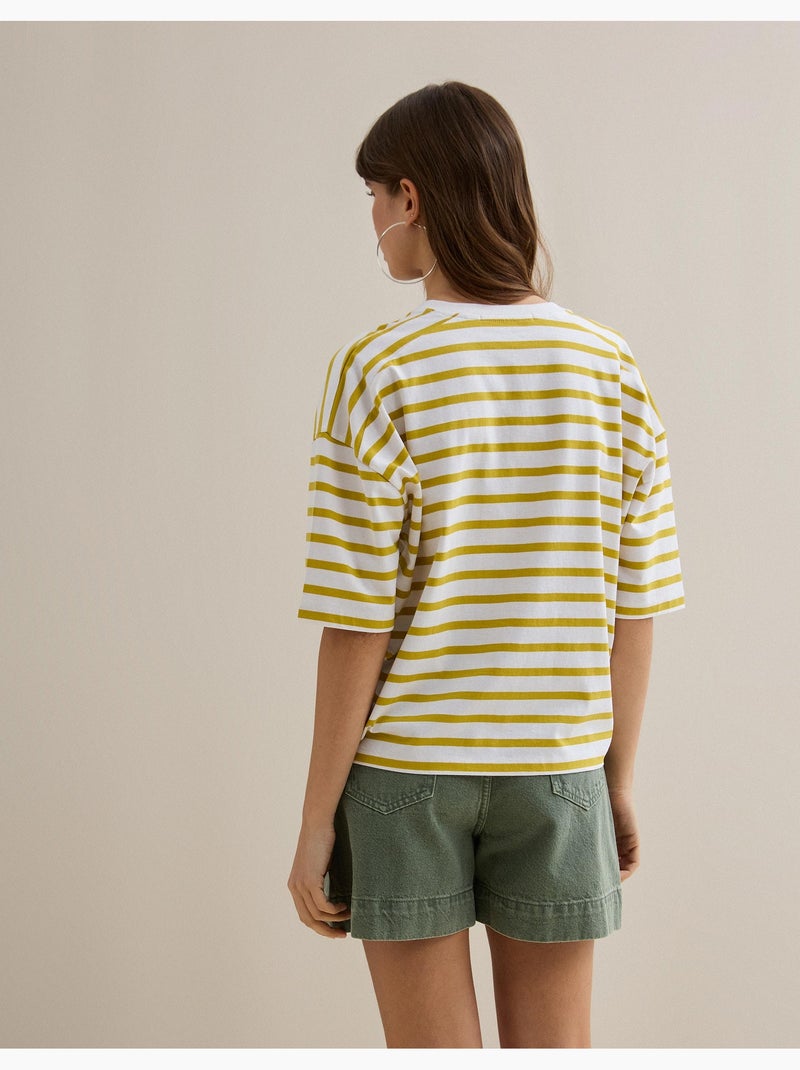 Gestreept T-shirt, MO Fashion Geel - Kiabi
