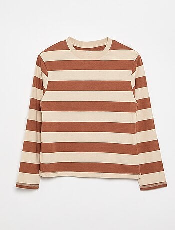 Gestreept T-shirt van jersey met lange mouwen