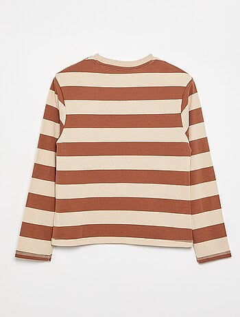 Gestreept T-shirt van jersey met lange mouwen