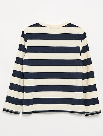 Gestreept T-shirt van jersey met lange mouwen