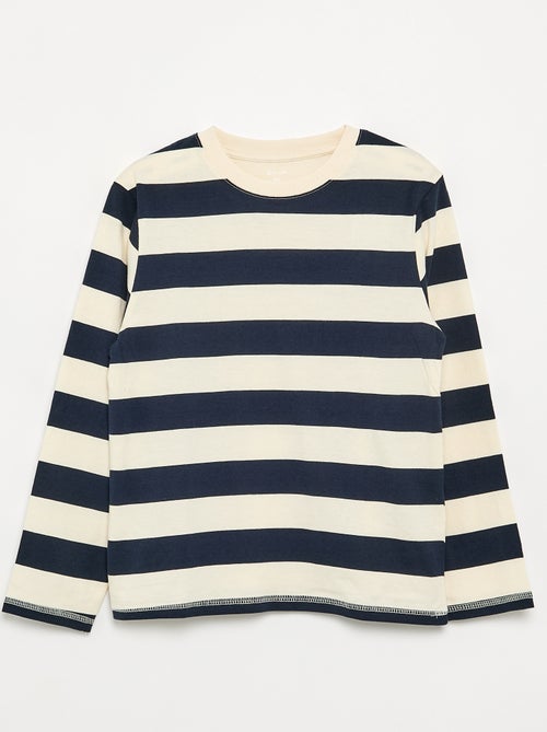 Gestreept T-shirt van jersey met lange mouwen - Kiabi