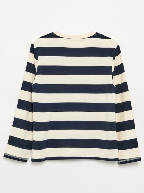 Gestreept T-shirt van jersey met lange mouwen - Kiabi