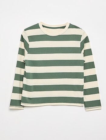Gestreept T-shirt van jersey met lange mouwen