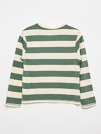Gestreept T-shirt van jersey met lange mouwen