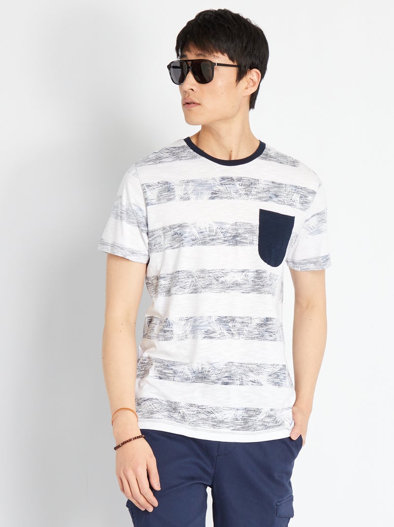 Gestreept T-shirt van jersey 'Produkt' blauw gestreept - Kiabi
