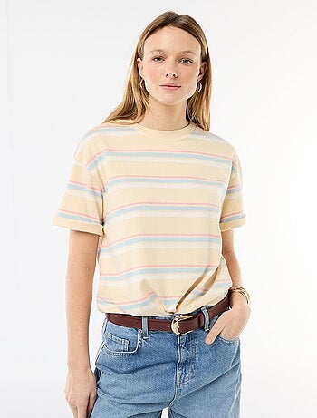 Gestreept T-shirt van jerseytricot met korte mouwen
