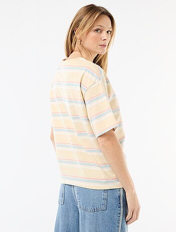 Gestreept T-shirt van jerseytricot met korte mouwen