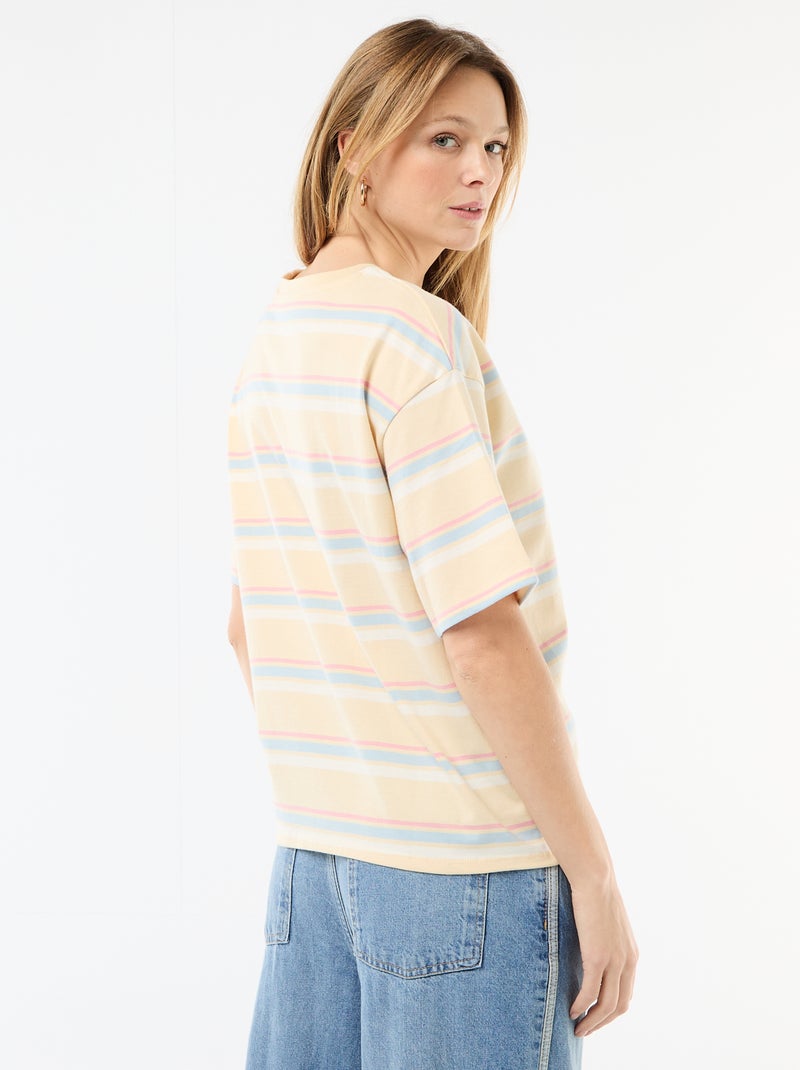 Gestreept T-shirt van jerseytricot met korte mouwen Geel - Kiabi