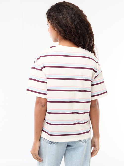 Gestreept T-shirt van jerseytricot met korte mouwen - Kiabi