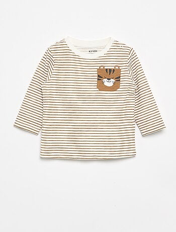 Gestreept T-shirt van jerseytricot met lange mouwen