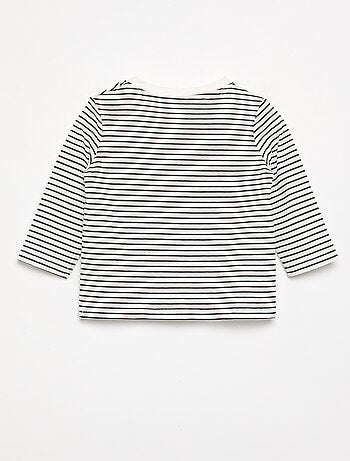 Gestreept T-shirt van jerseytricot met lange mouwen