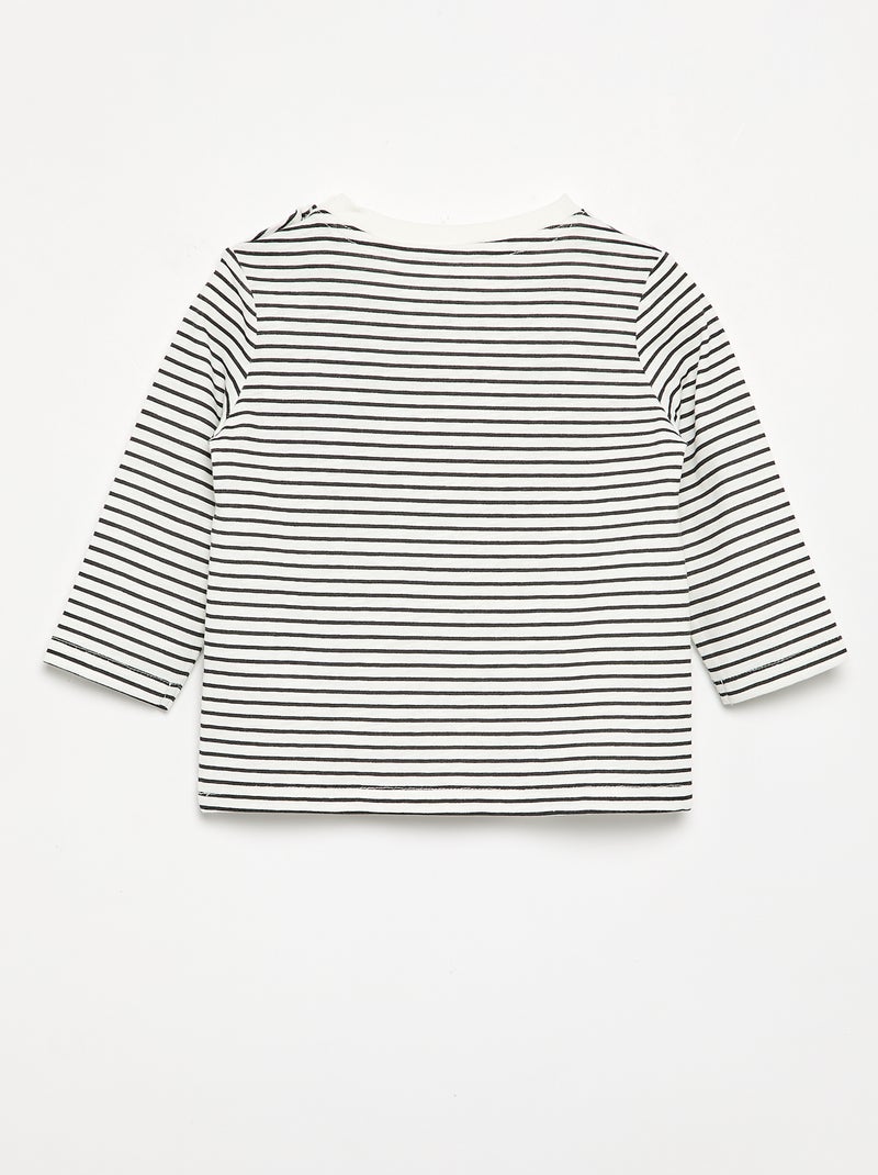 Gestreept T-shirt van jerseytricot met lange mouwen Grijs - Kiabi