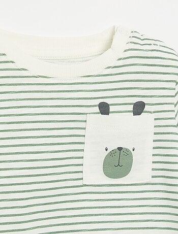 Gestreept T-shirt van jerseytricot met lange mouwen