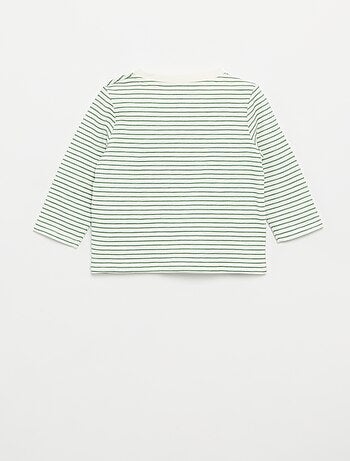 Gestreept T-shirt van jerseytricot met lange mouwen
