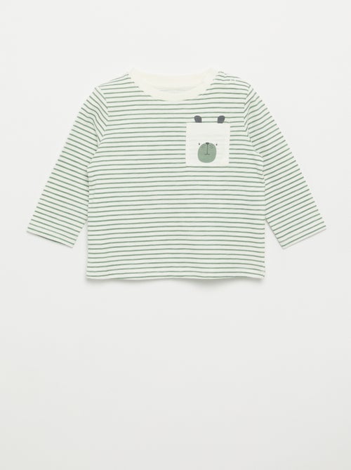 Gestreept T-shirt van jerseytricot met lange mouwen - Kiabi